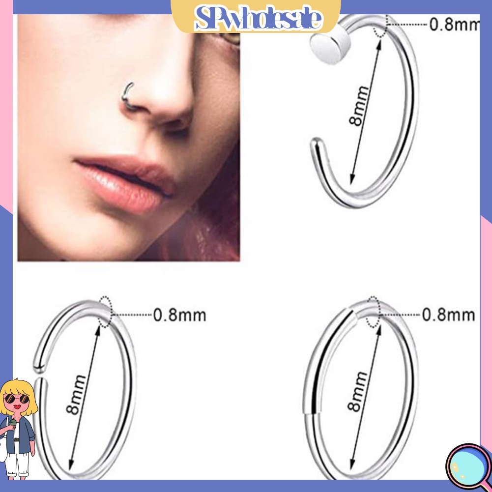 &lt;SPwholesale&gt; Set 36 Khuyên Mũi Chữ C Đính Đá Cá Tính