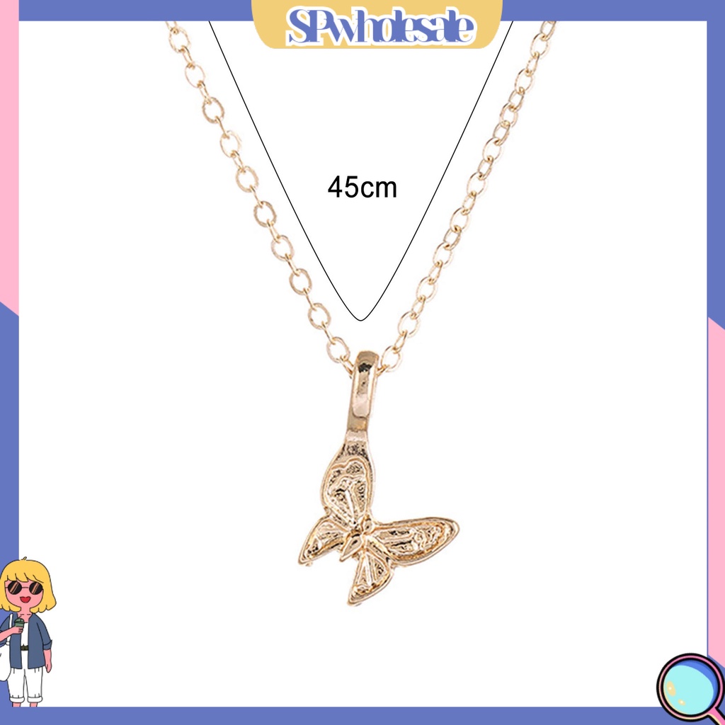 <SPwholesale> Vòng cổ Mạ Bạc Mặt Hình Bướm Lấp Lánh