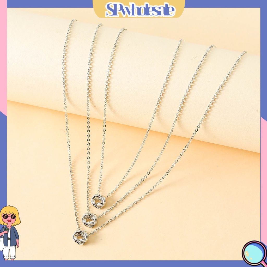 <SPwholesale> Set 2 / 3 Dây Chuyền Mặt Hình Học Thắt Nút Bằng Đồng Sáng Có Thể Điều Chỉnh Cho Nữ