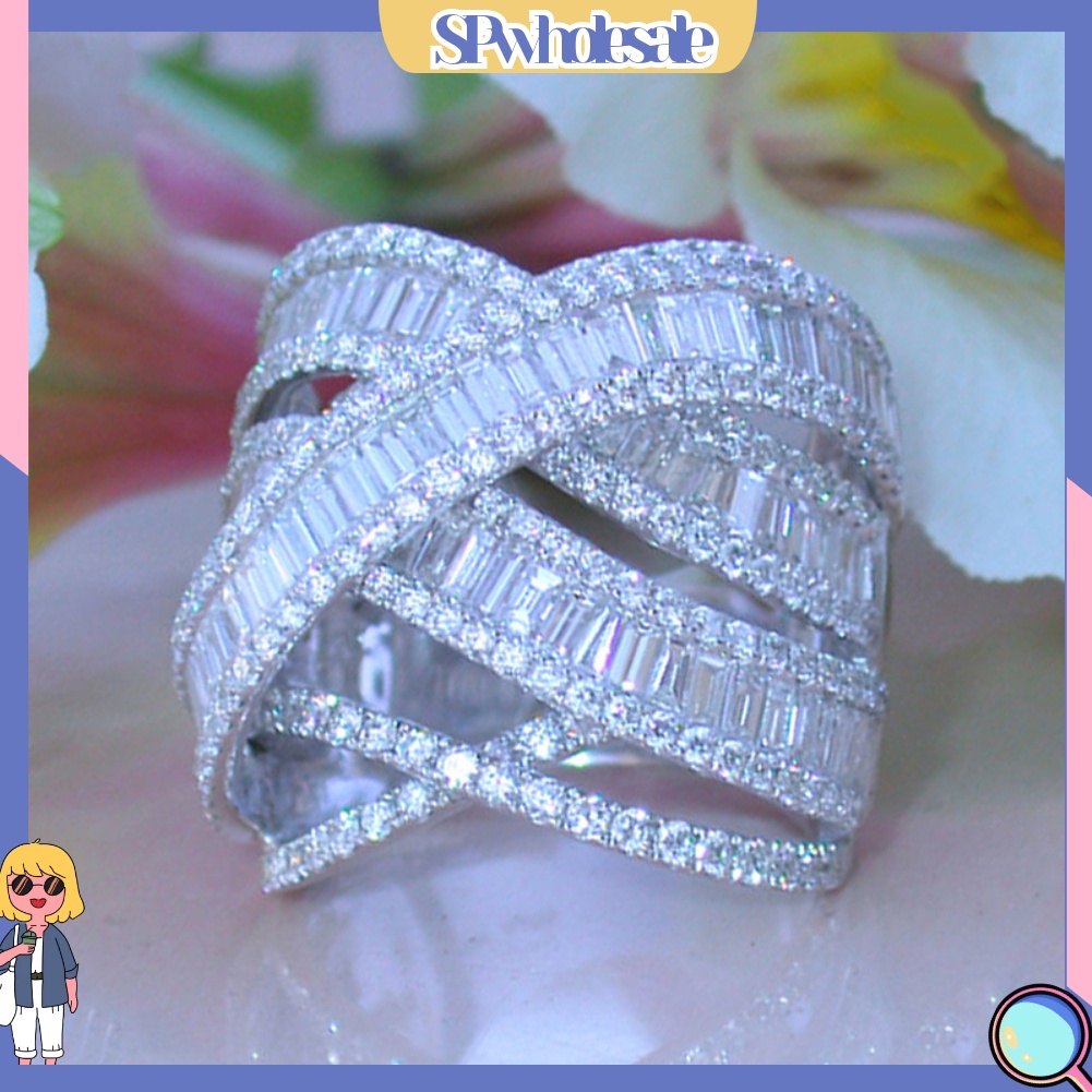 <SPwholesale> Nhẫn Cưới Nhiều Lớp Đính Đá Thời Trang Dành Cho Nữ