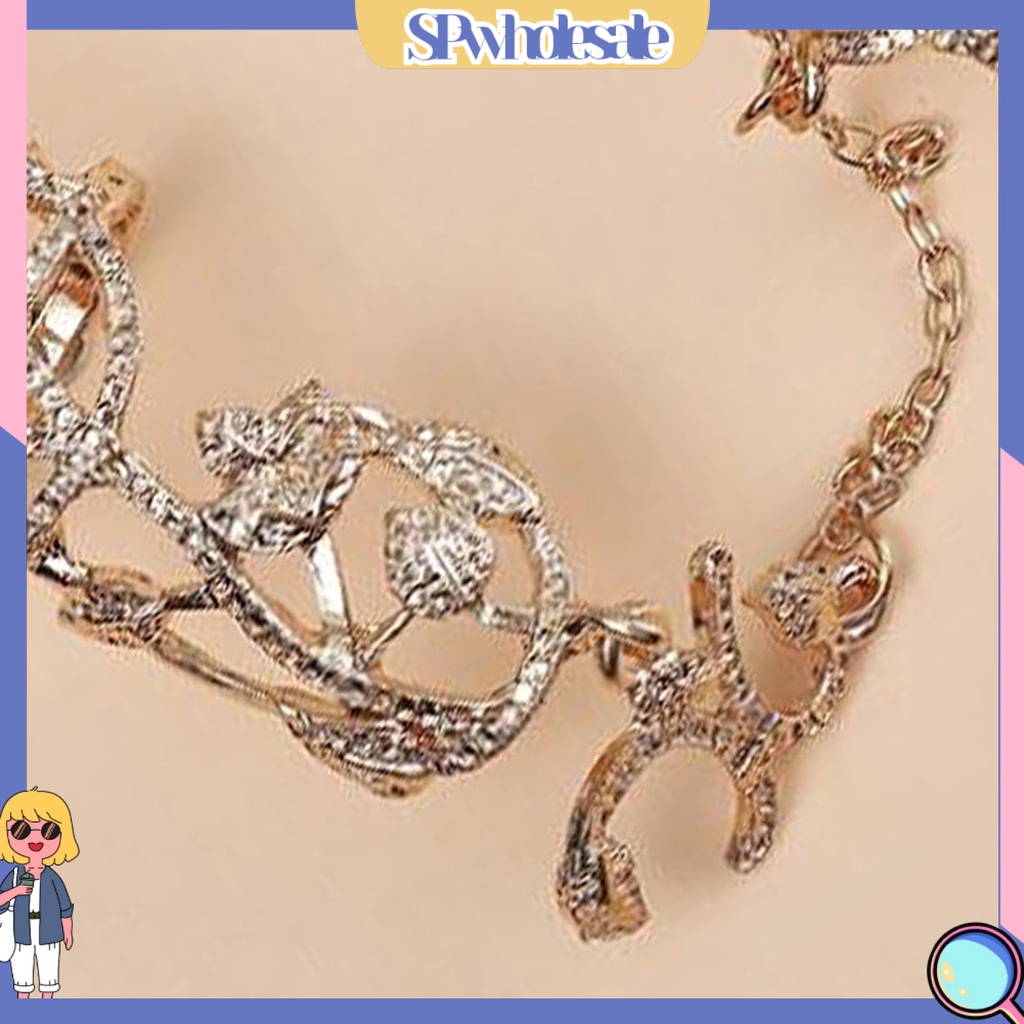 <SPwholesale> Nhẫn Chuỗi Xích Chống Dị Ứng Chống Oxy Hóa Trang Sức Hình Hoa Đính Kim Cương Giả Retro Thích Hợp Làm Quà Tặ