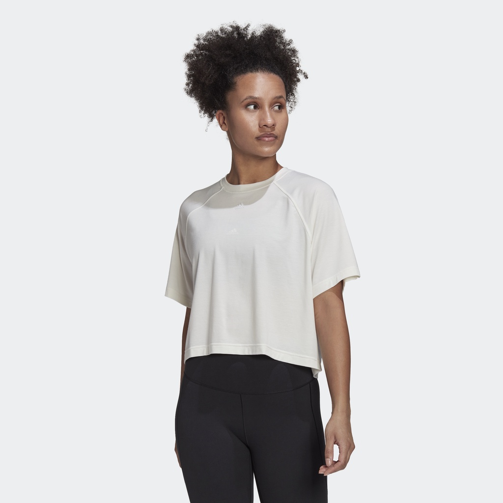 Adidas Tập luyện Áo Thun Khoét Lưng AEROREADY Nữ trắng HK2352