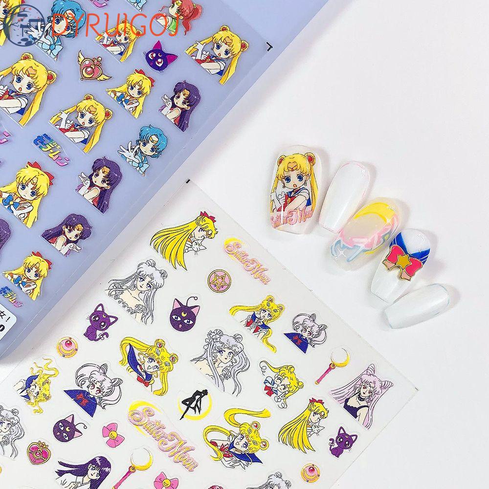 Miếng Dán Trang Trí Móng Tay Chống Thấm Nước Hình Thủy Thủ Mặt Trăng Dễ Thương