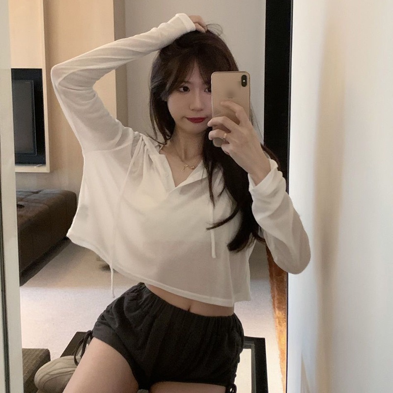 IELGY    Áo Thun Tay Dài Chống Nắng Bằng Lụa Mát Thời Trang Dành Cho Nữ