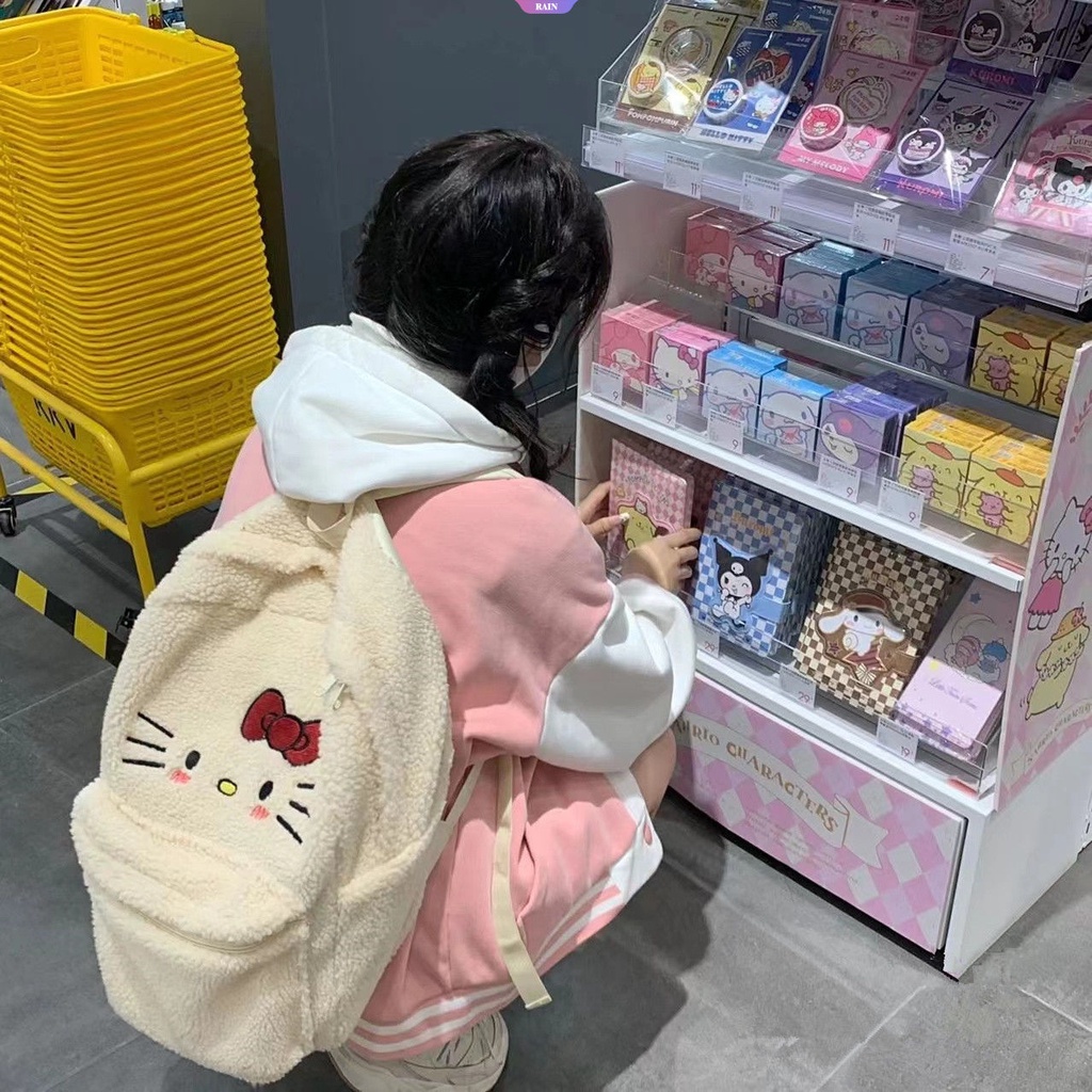 Balo Đeo Vai Y2k Vải Bông Thêu Họa Tiết Sanrio Hello Kitty Dễ Thương Sức Chứa Lớn Phong Cách Nhật Bản Cho Nữ