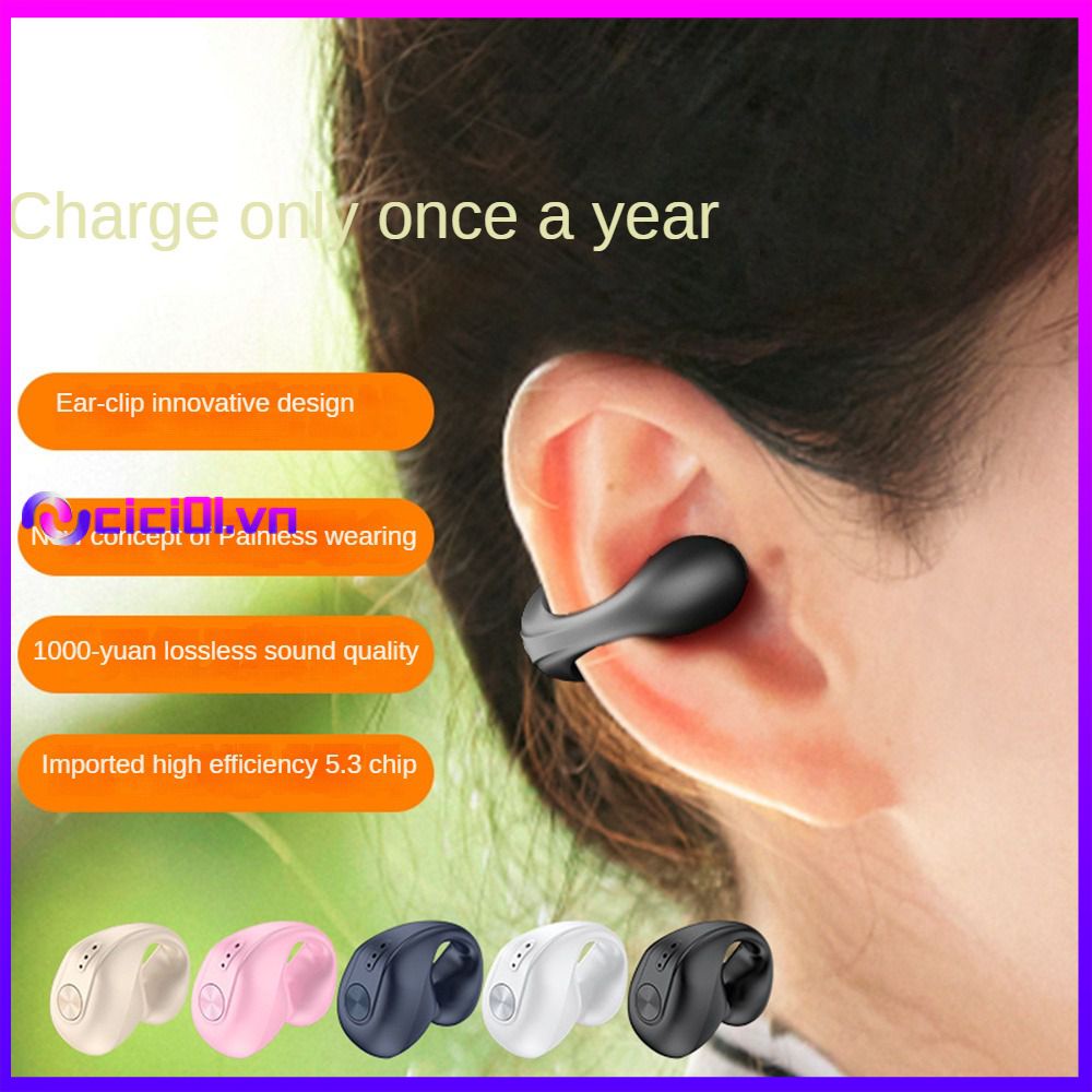 Tai Nghe Tương Thích Bluetooth Không Dây V50 Dẫn Âm Thanh Kẹp Tai Thể Thao Mini Siêu Nhỏ Đeo Tai Độ Bền Lâu | Cici01