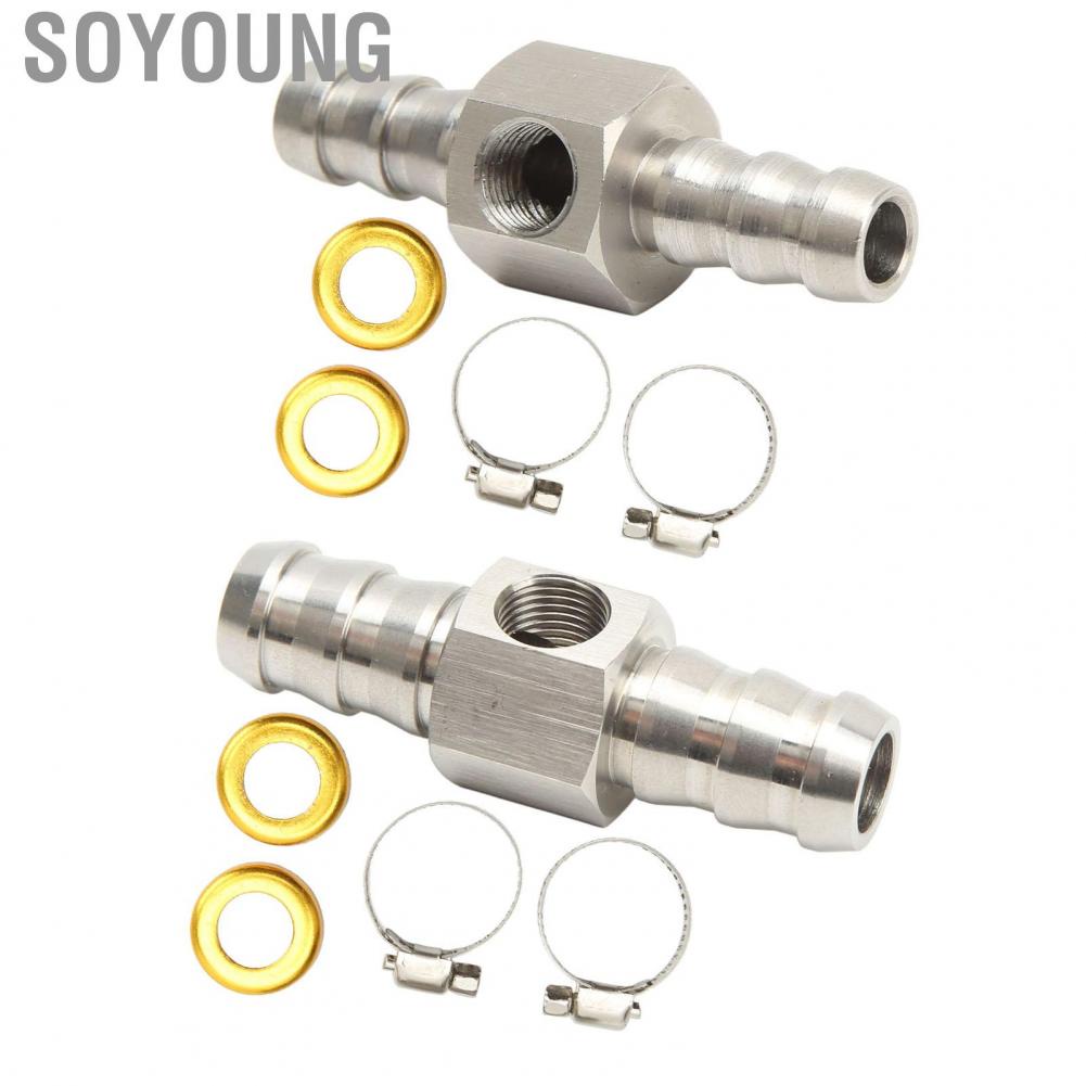 Soyoung Fuel Pressure Gauge Adapter  Easy Installation Line T Fitting 304 Stainless Steel 1/8‑27 NPT Port Leakage Proof for Gearboxes Coolant