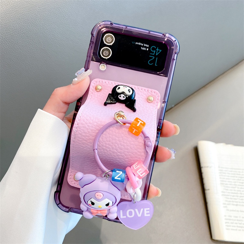 Ốp Điện Thoại PC Cứng Hoạt Hình Kuromi Cinnamoroll Cho Samsung Galaxy Z Flip 3 Z Flip 4 W23 ZFlip3 ZFlip4