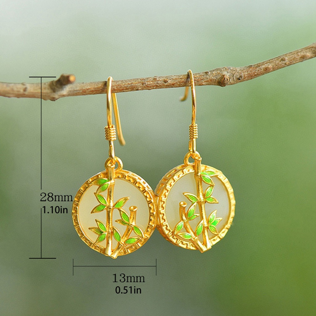 Bông Tai Dáng Dài Hình Tròn Bằng Tre Tự Nhiên Phong Cách Cổ Điển Thời Trang Cho Nữ