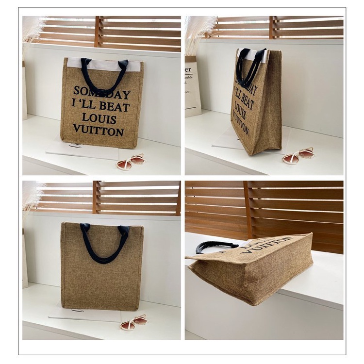 Túi Xách Vải Lanh Cỡ Lớn Khổ a4 Đơn Giản Thời Trang Hàn Quốc Cho Nữ