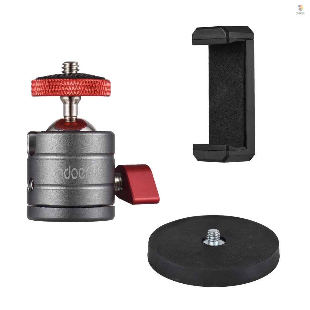 Đầu Bi Mini Xoay 360 Độ Chuyên Dụng Cho Andoer° Giá Đỡ Ba Chân Đầu Bi Xoay Bằng Hợp Kim Nhôm Có Đế Nam Châm Thay Thế Cho Điện Thoại iPhone 14 / 13 / 12 / 11 Huawei Samsung