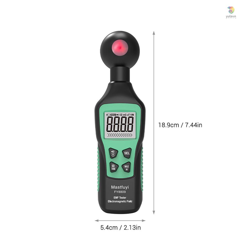 Máy Kiểm Tra Điện Từ Kỹ Thuật Số Mastfuyi FY8809 EMF Cầm Tay Có Đèn Nền Màn Hình LCD