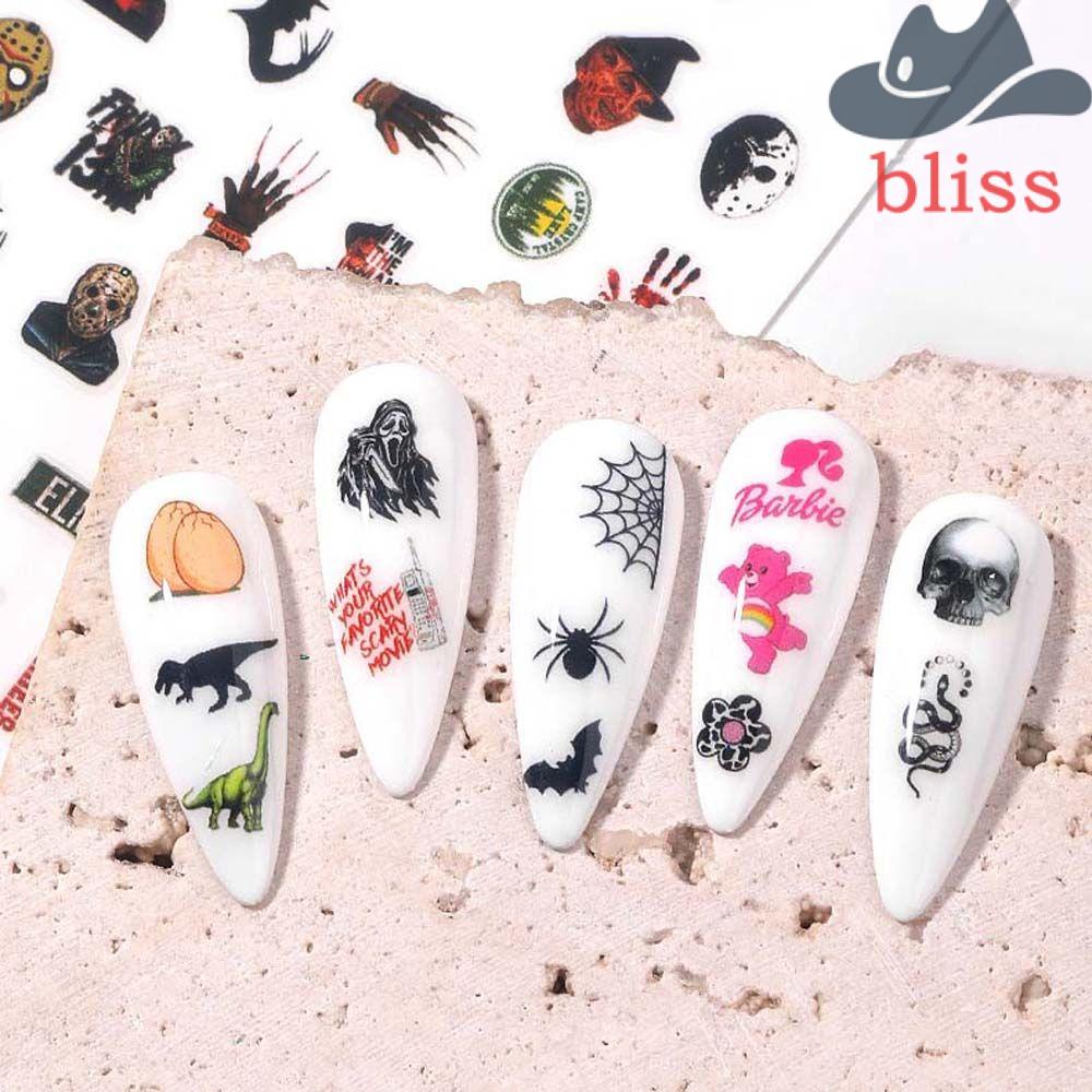 Miếng Dán Trang Trí Móng Tay Họa Tiết Xương Gấu Phong Cách Halloween Độc Đáo