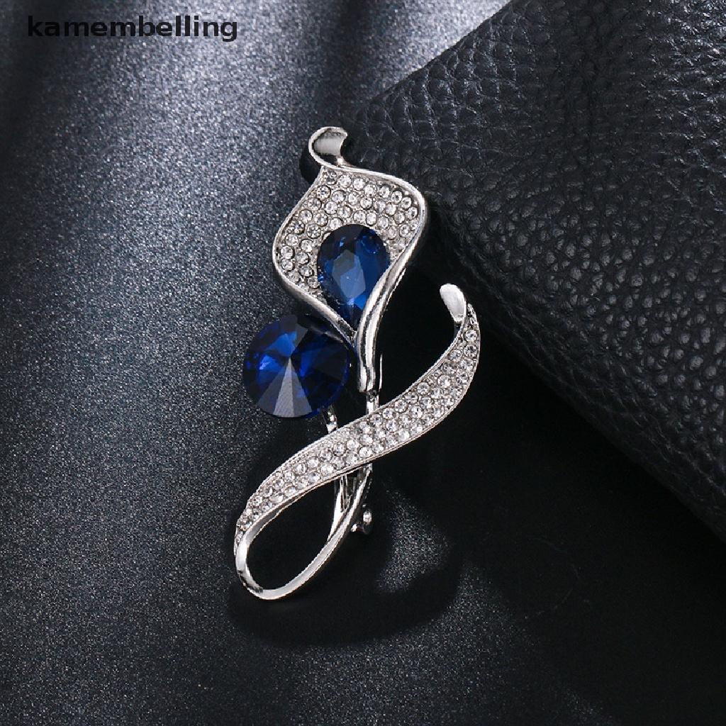 Ghim Cài Áo Hình Bông Hoa Đính Đá Pha Lê Xanh Dương Trong Suốt Thời Trang Cho Nam Và Nữ