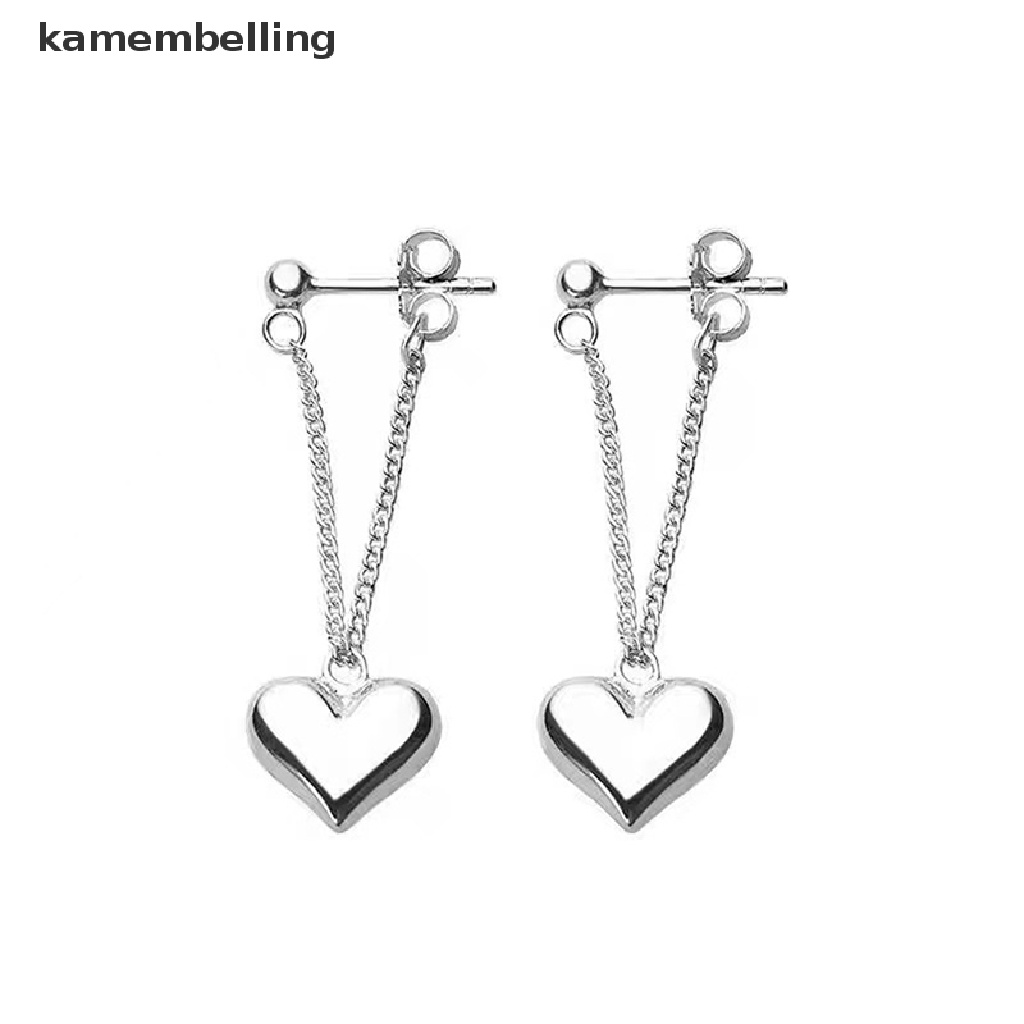 Kamembelling Bông Tai Bạc Hình Trái Tim Phối Tua Rua Phong Cách Vintage Thời Trang Cho Nữ