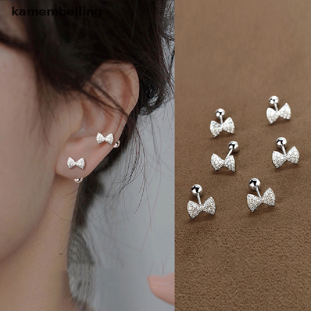 1 Đôi Khuyên Tai Hình Nơ Đính Đá Thời Trang Cho Nữ