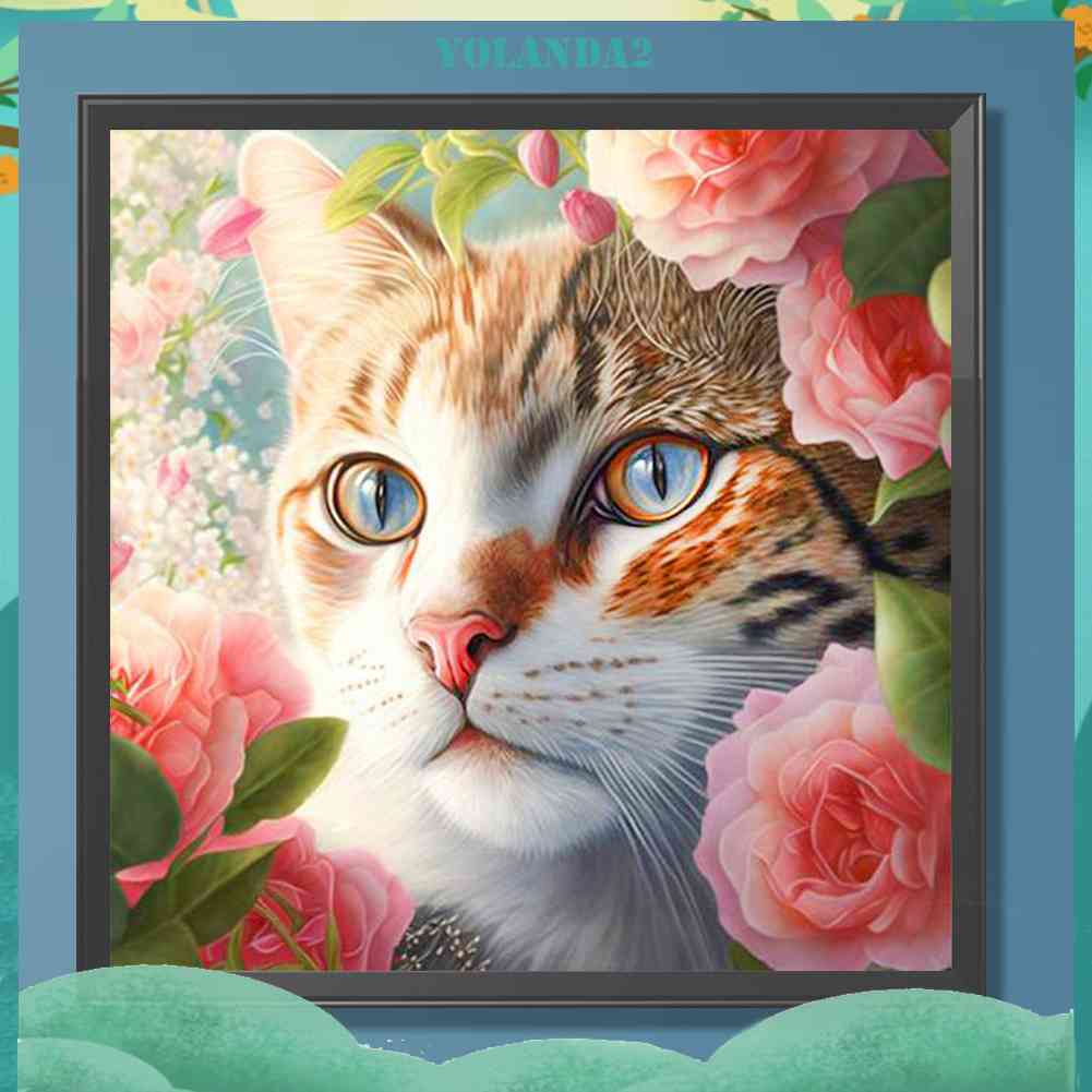 Tranh Đính Đá Kim Cương Toàn Bộ 5D DIY Hình Vẽ Mèo Trang Trí Nhà Cửa