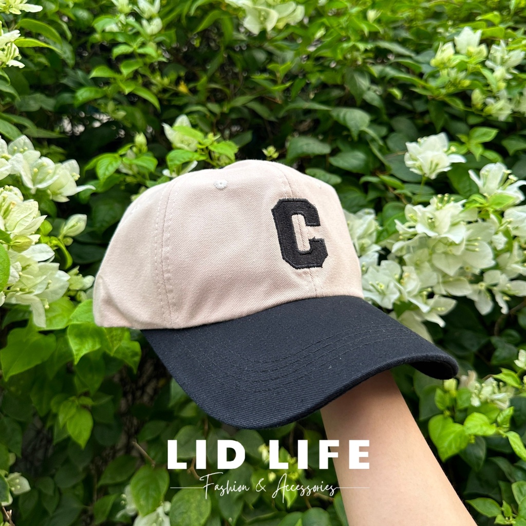 Mũ lưỡi trai LID LIFE thêu chữ C, mũ lưỡi trai form mềm thời trang, vải kaki cao cấp