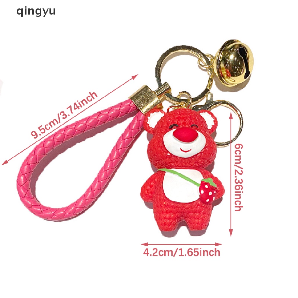 Qingyu Móc Khóa Resin Hình Gấu Dâu Tây Hoạt Hình Tinh Tế Sáng Tạo Làm Quà Tặng Cho Cặp Đôi /