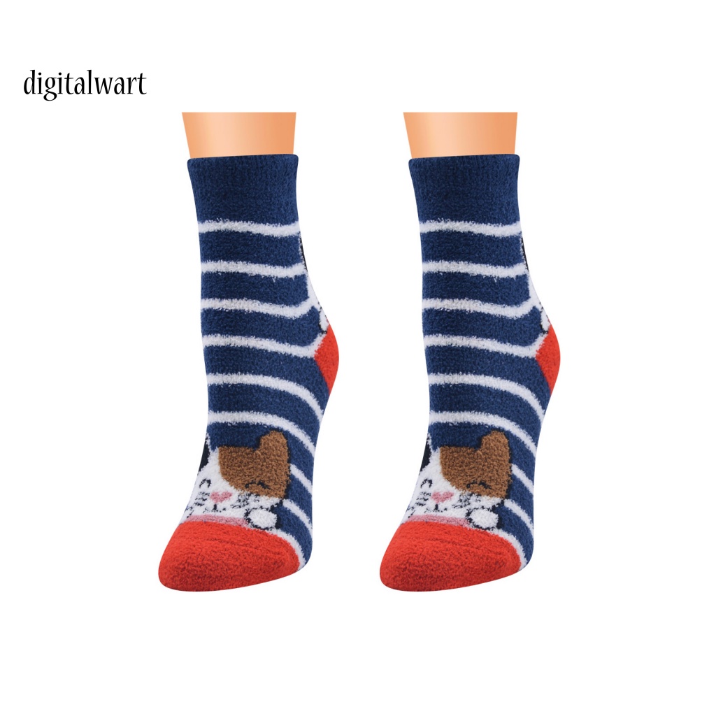 Kỹ Thuật Số| Vớ Nhung San Hô Mềm Mại Họa Tiết Mèo / Kẻ Sọc / Chấm Bi Giữ Ấm Mùa Đông Cho