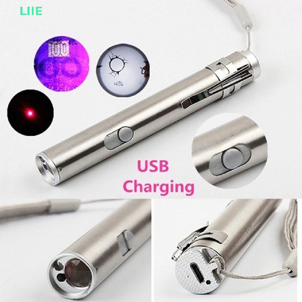 Đèn Pin Mini 3 Trong 1 Bằng Hợp Kim Nhôm Sạc USB Tiện Lợi
