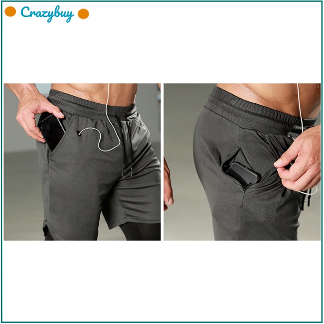 Cr Quần Legging Thể Thao Giả Hai Lớp Khô Thoáng Nhanh Thời Trang Cho Nam