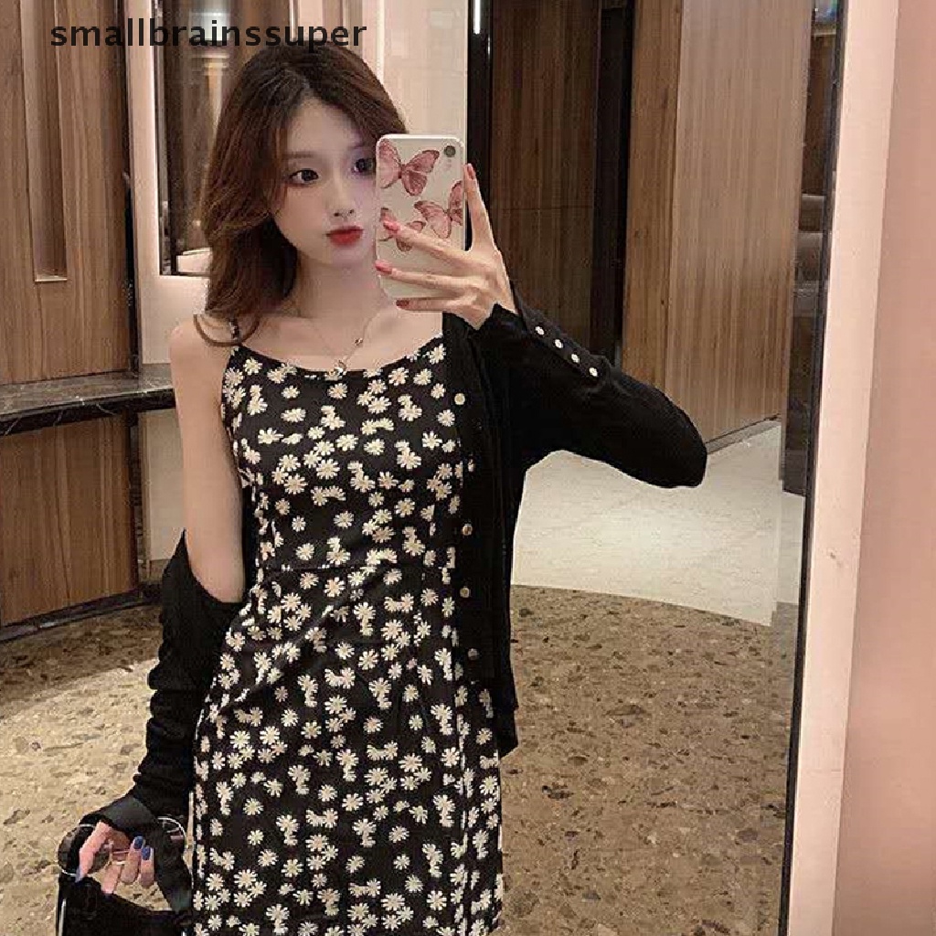 Đầm Hai Dây Dáng Chữ A Họa Tiết Hoa Cúc Thời Trang Mùa Hè Cho Bạn Gái