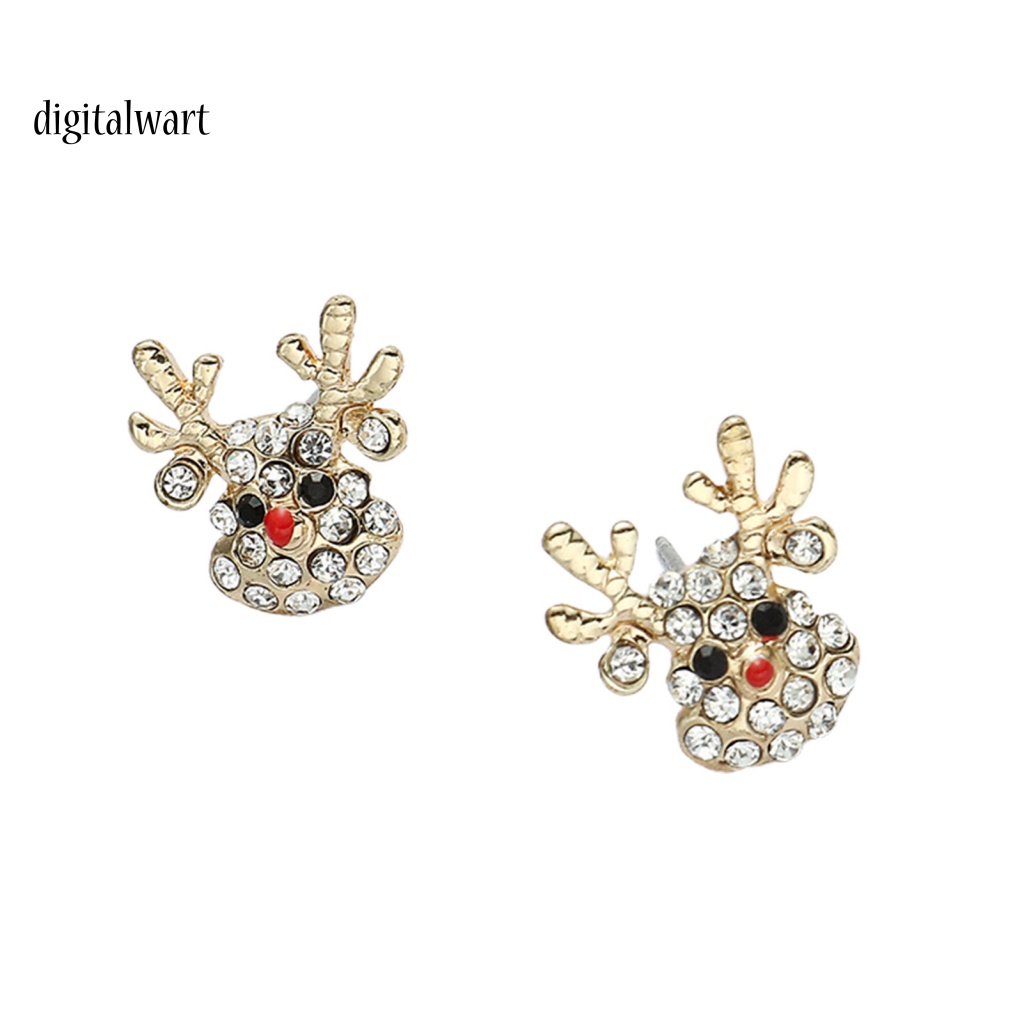 Kỹ Thuật Số| 1 Đôi Bông Tai Hợp Kim Hình Tuần Lộc Giáng Sinh Đính Đá Thời Trang Dành Cho Nữ