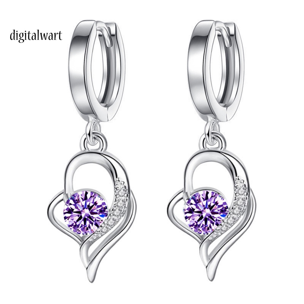 Kỹ Thuật Số| 1 Đôi Bông Tai Hình Trái Tim Đính Pha Lê Lấp Lánh Chất Lượng Cao Dành Cho Nữ