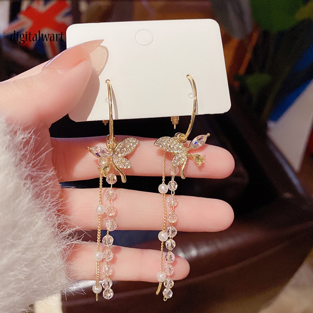 Kỹ Thuật Số| 1 Đôi Bông Tai Hình Bướm Đính Đá Lấp Lánh Dành Cho Nữ