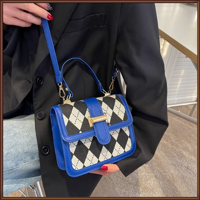 Túi Xách Da Pu Họa Tiết Kẻ Sọc Có Khóa Nam Châm Thời Trang Cho Nữ