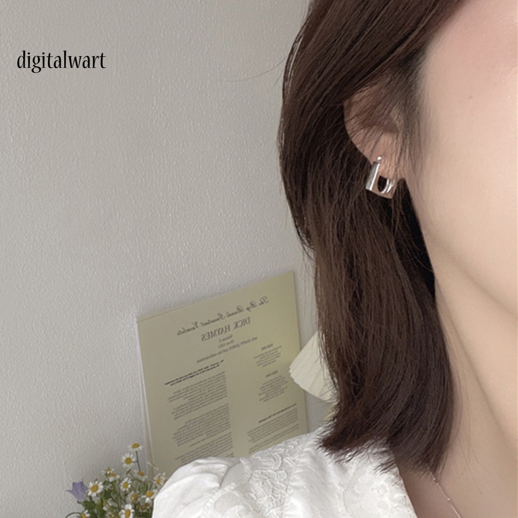 Kỹ Thuật Số| 1 Khuyên Tai Lủng Lẳng Mặt Vuông Dày Mịn Phong Cách Hip Hop Unisex