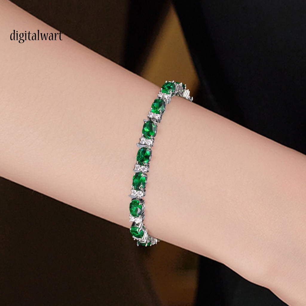 Kỹ Thuật Số| Vòng Tay Đính Đá Zircon Hình Oval Không Dễ Vỡ Thời Trang Cho Nữ