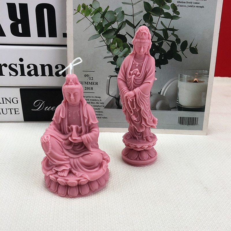 Khuôn Silicone Làm Nến Thơm Hình Tượng Phật Quan Âm 3D DIY