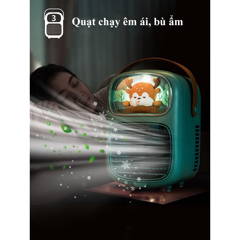 Quạt Điều Hoà Hơi Nước Mini Sạc Pin GP4706 Giảm Ngay 10-15 độ, Phun Hơi Nước Bù Ẩm - Hàng Bảo Hành 12 Tháng