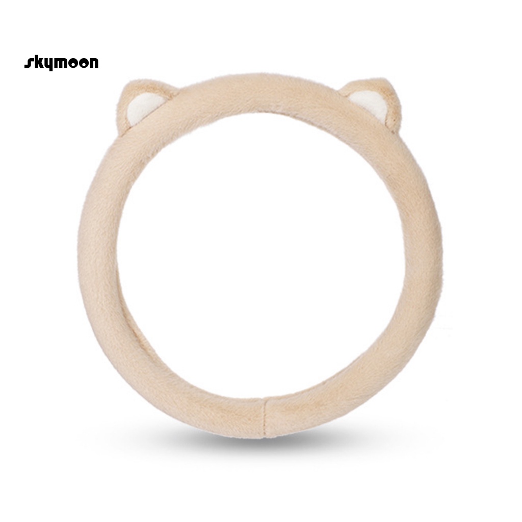 Vỏ Bọc Vô Lăng Xe Hơi Hình Tai Mèo Phủ Lông Dễ Thương Thoải Mái Chống Lạnh Trang Trí Nội Thất