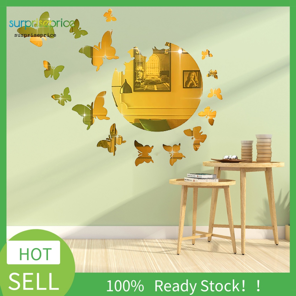1 Bộ Sticker Dán Tường Mặt Gương Acrylic Hình Bướm Có Thể Tháo Gỡ Cho Nhà Ở