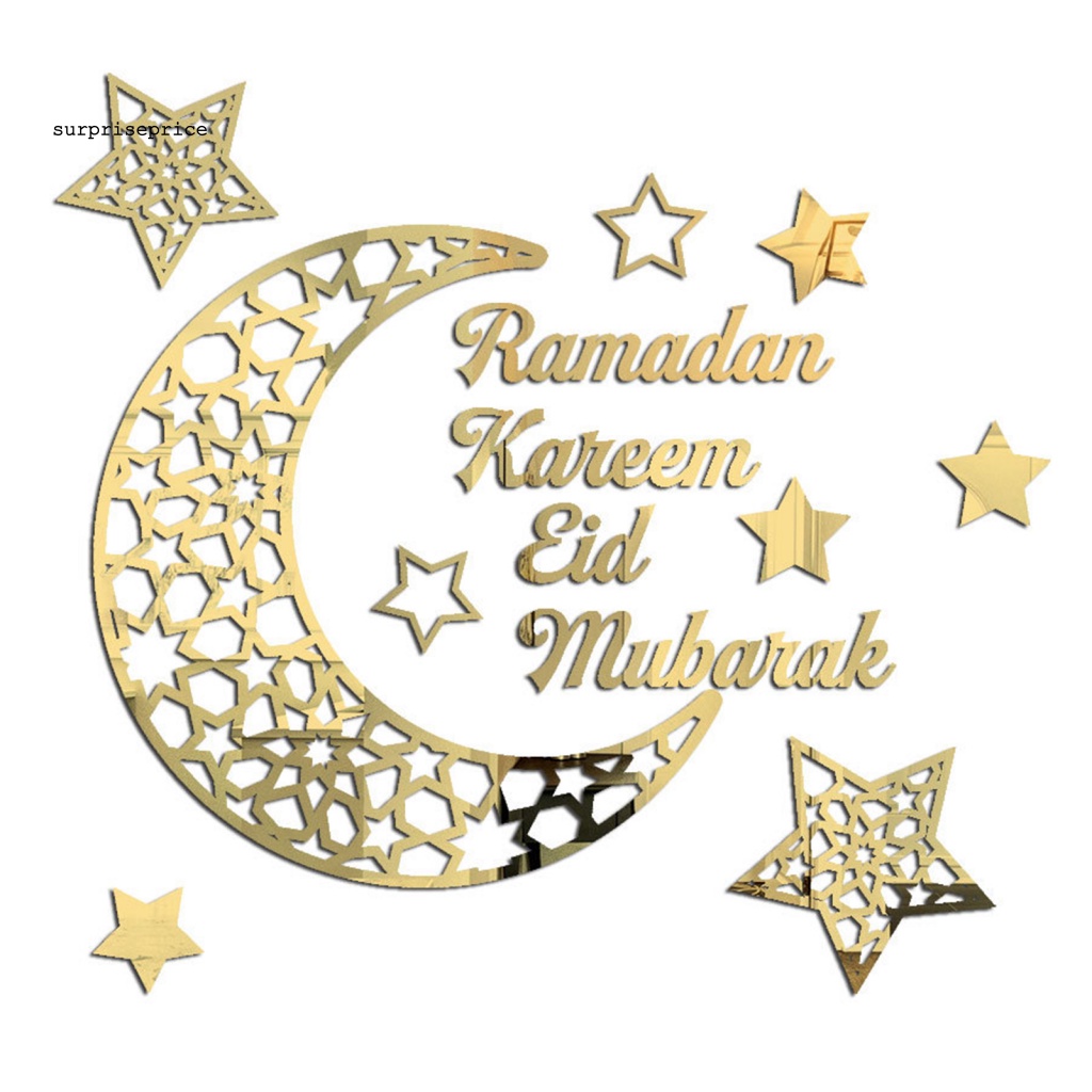 1 Bộ Sticker Dán Tường Bằng Acrylic Tráng Gương Hình Mặt Trăng Trang Trí Nhà Cửa