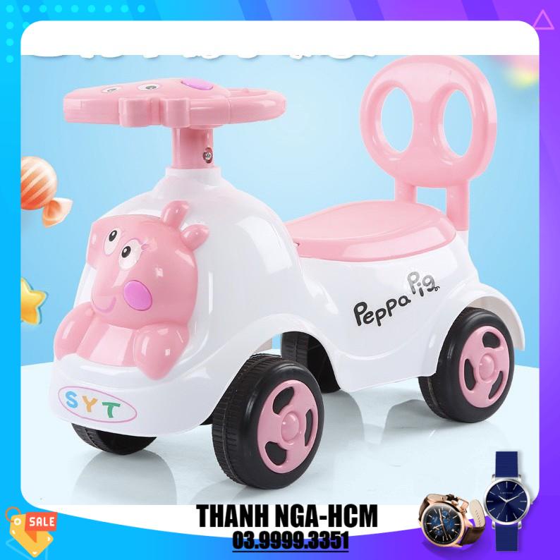 Xe lắc bơi cho bé có nhạc + còi,)Xe chòi chân hình Heo cho bé có nhạc