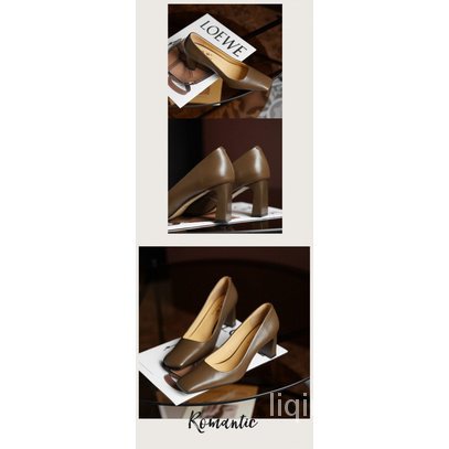 New high-heeled shoes for women 2022 new shallow mouth square head French retro all-match Spring thick heel shoes for women D3AG