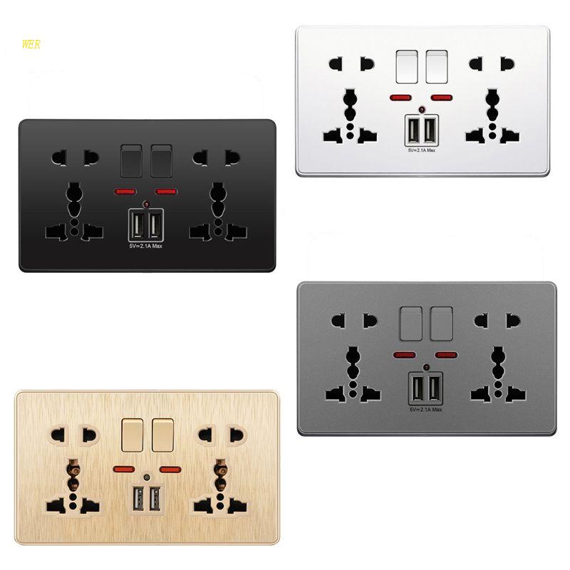 Ổ Cắm Điện Gắn Tường UK 13A Hai Cổng USB Tiện Dụng