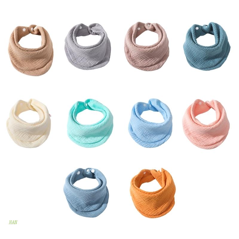 Yếm Ăn Cotton Màu Trơn Dành Cho Bé Trai Bé Gái Mọc Răng &amp; Nước Dãi Nhẹ Nhàng