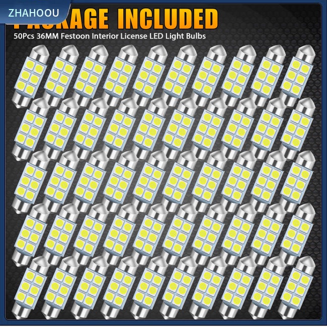 ☃Phụ Kiện Trang Trí Nhà Cửa Độc Đáo Sáng Tạo☃ Set 50 Bóng Đèn 36mm C5w 6 Smd 6000k Siêu Sáng Dành Cho Ô Tô