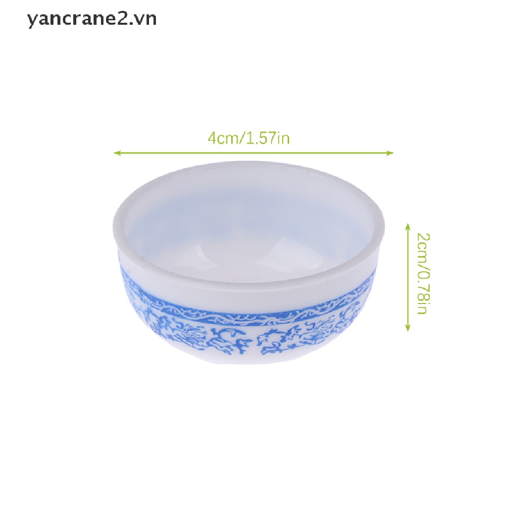 Bộ 2 Tô Chén Ăn 1: 6 Màu Xanh Dương Và Trắng Dùng Trang Trí Nhà Búp Bê
