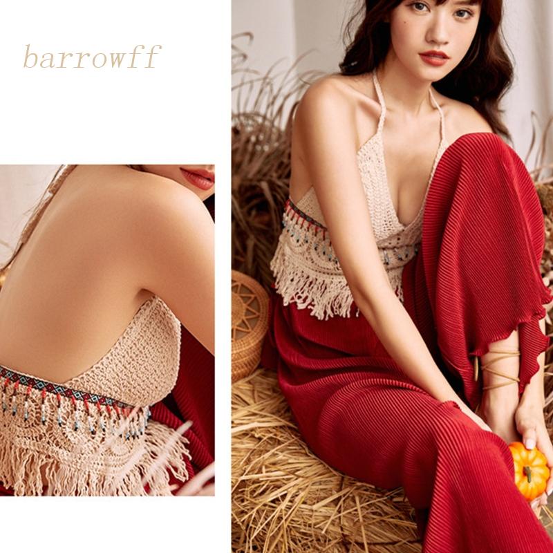 Brroa Áo Lót Cổ Chữ V Khoét Sâu Họa Tiết Kẻ Sọc Phong Cách Boho Quyến Rũ Dành Cho Nữ