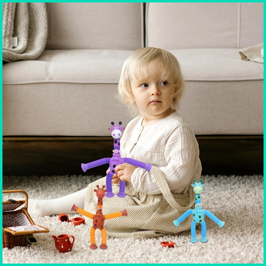 Đồ Chơi Ống Hút Hình Hươu Cao Cổ Dễ Thương Giáo Dục Sớm Cho Bé