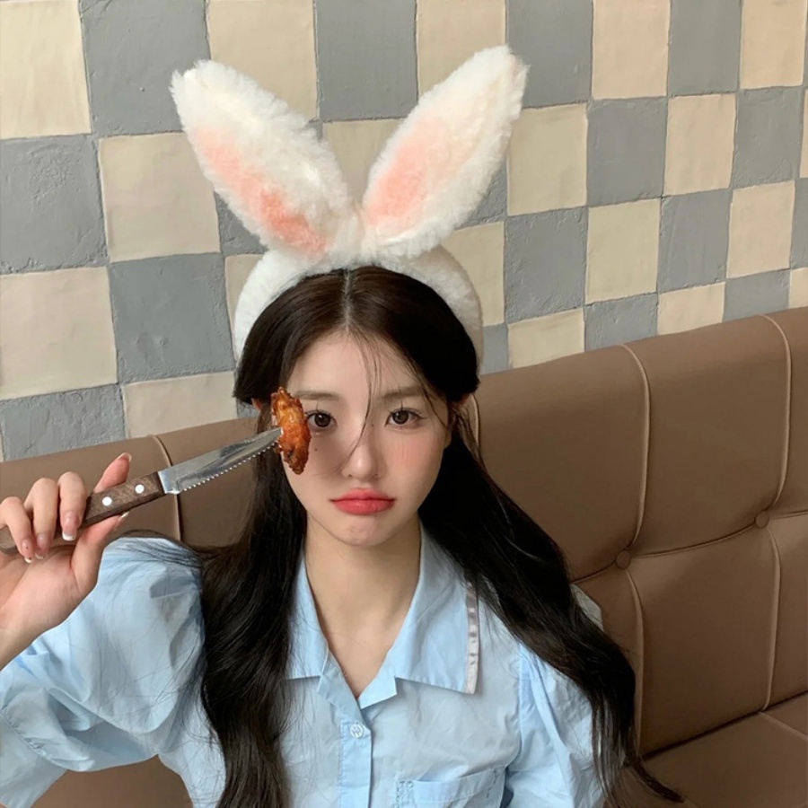 Băng Đô Cài Tóc Co Giãn Hình Thỏ Hoạt Hình Dễ Thương Cho Bé Gái