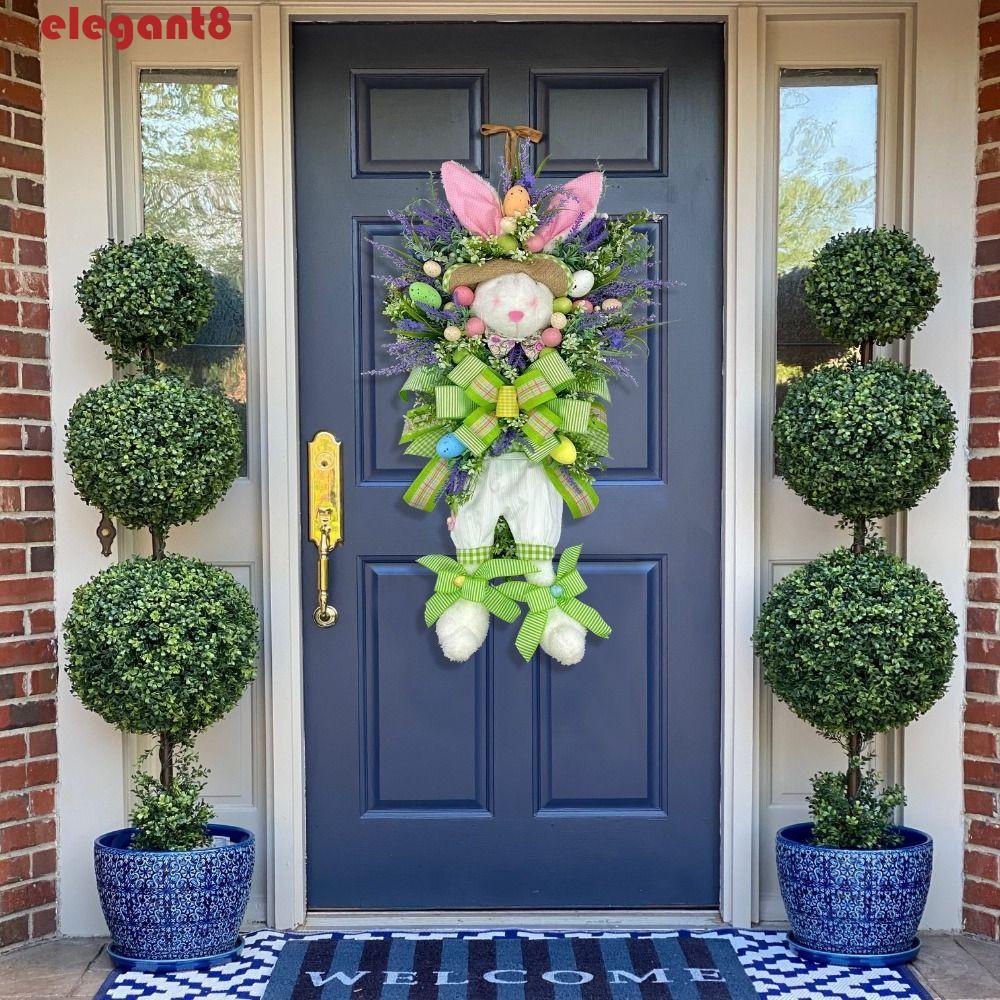 Vòng Hoa Treo Cửa Hình Thỏ Phục Sinh Dễ Lau Chùi Trang Trí Nhà Cửa