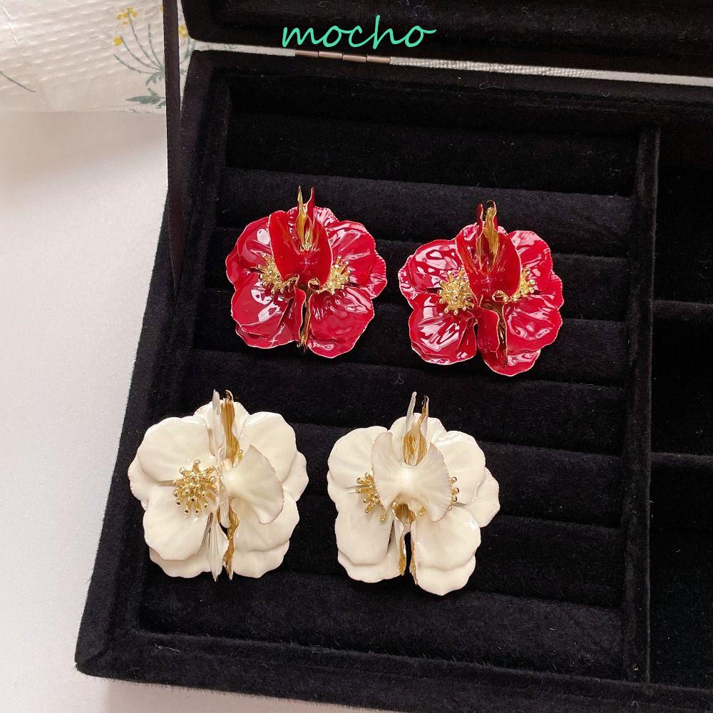 Bông Tai Hình Hoa Lớn Bằng Đồng Phong Cách Hàn Quốc Ngọt Ngào Cho Nữ