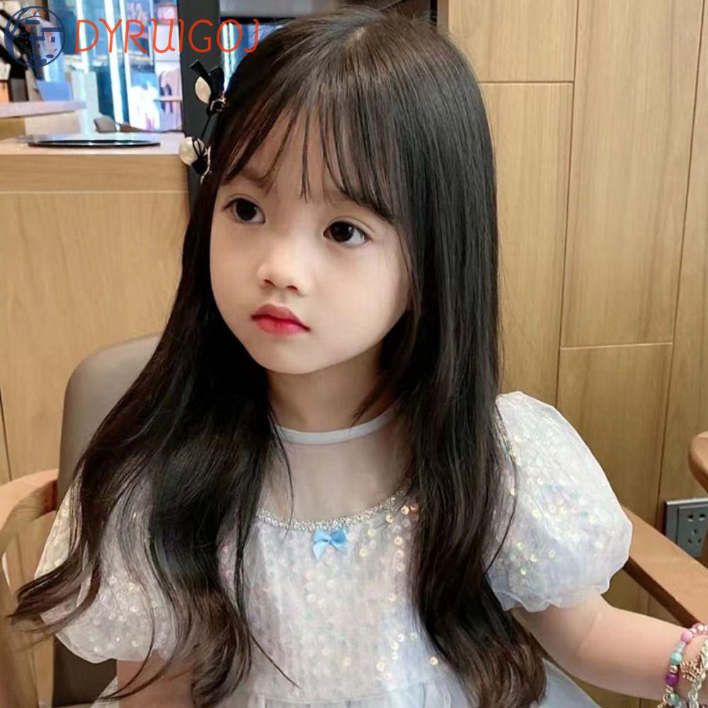 Bộ Tóc Giả Dài Xoăn Tự Nhiên Bằng Sợi Chịu Nhiệt Dễ Thương Cho Bé Gái